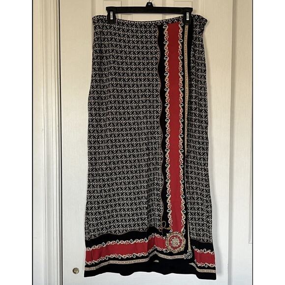 TALBOT’S Equestrian Engineered Print Wrap Skirt Long Size Medium NWOT - Picture 1 of 9